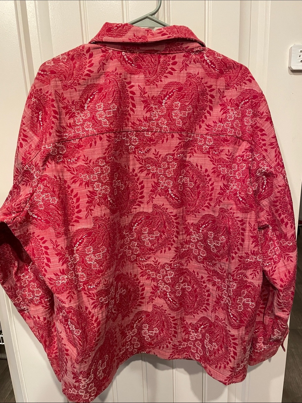 Rebecca Malone Pink-Red Paisley Button Front Blouse - Picture 7 of 7